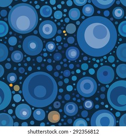 Seamless geometric pattern. From randomly arranged colored circles.