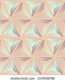 Seamless geometric pattern with recursive triangles. Textile printing, fabric, package, cover, greeting cards.