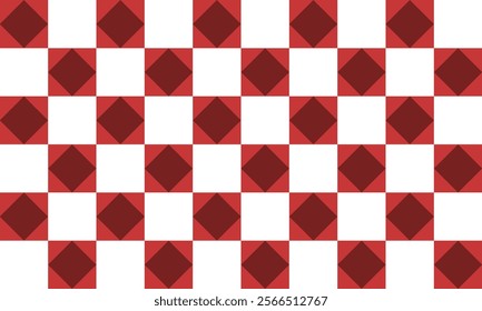 seamless geometric pattern with red diamond and pink square checkerboard repeat pattern, replete image, design for fabric printing