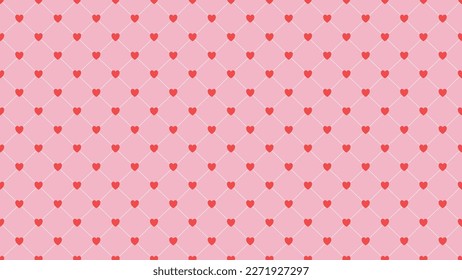 Patrón geométrico sin foco con corazones rojos. Textura extensible de vectores