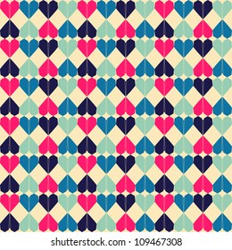 Seamless geometric pattern with red origami hearts. Can be used for wallpaper, pattern fills, web page background, surface textures.