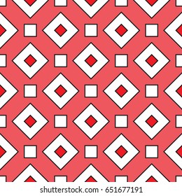 Seamless geometric pattern in red and white colors. Vector.