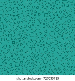 Seamless geometric pattern. Repeated circles, squares and triangles. Vector illustration.