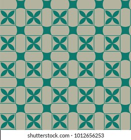 seamless geometric pattern with repeated flowers in green