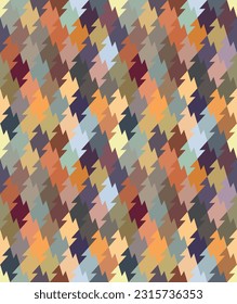 Patrón geométrico sin foco. Elementos repetidos de entrelazado en forma de rhombus zigzag. Superficie multicolor teselada en un estilo de mosaico. Ilustración vectorial. Genial como fondo o textura.