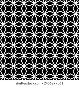 Seamless geometric pattern, repeating black and white pattern design of diamond shapes