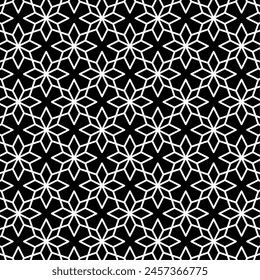 Seamless geometric pattern, repeating black and white pattern design of diamond shapes