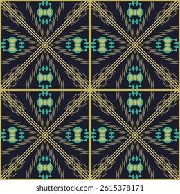 seamless geometric pattern with repeating diamond and triangular shapes in dark green,light green on dark background.design for tile,ceramics,fabric,textile,wallpaper,background,carpet. 