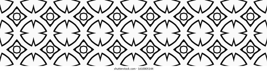Seamless geometric pattern. Repeating edging of vector elements. Horizontal abstract texture template. Ethnic style. Mosaic decorative element