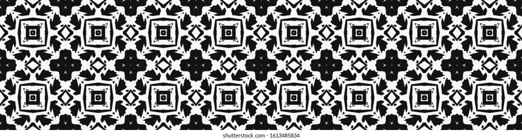 Seamless geometric pattern. Repeating edging of vector elements. Horizontal abstract texture template. Ethnic style. Mosaic decorative element