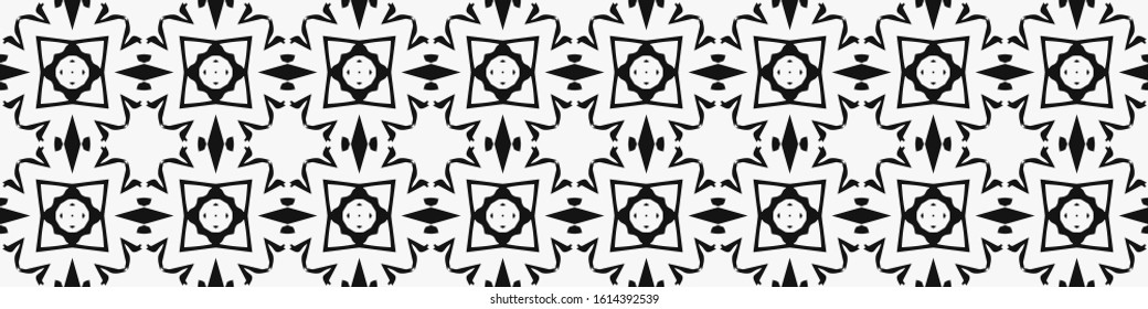 Seamless geometric pattern. Repeating edging of vector elements. Horizontal abstract texture template. Ethnic style. Mosaic decorative element