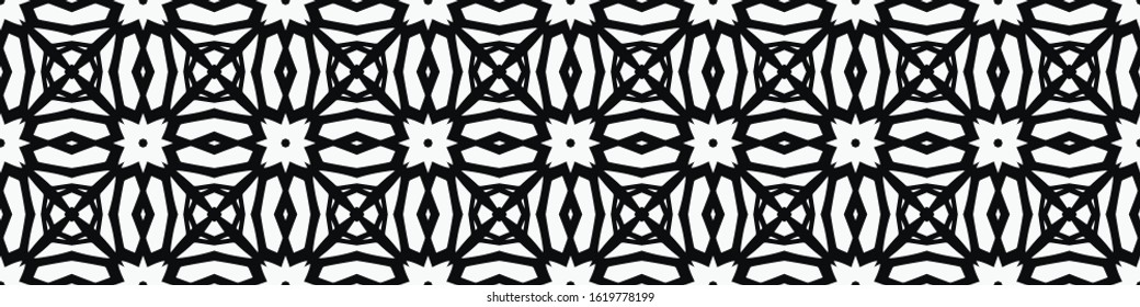 Seamless geometric pattern. Repeating edging of vector elements. Horizontal abstract texture template. Ethnic style. Mosaic decorative element