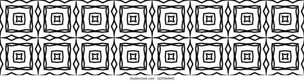 Seamless geometric pattern. Repeating edging of vector elements. Horizontal abstract texture template. Ethnic style. Mosaic decorative element