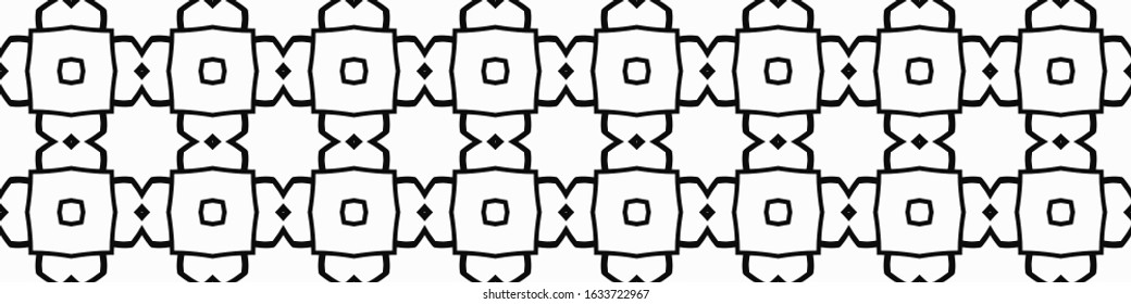 Seamless geometric pattern. Repeating edging of vector elements. Horizontal abstract texture template. Ethnic style. Mosaic decorative element