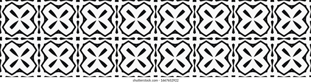 Seamless geometric pattern. Repeating edging of vector elements. Horizontal abstract texture template. Ethnic style. Mosaic decorative element