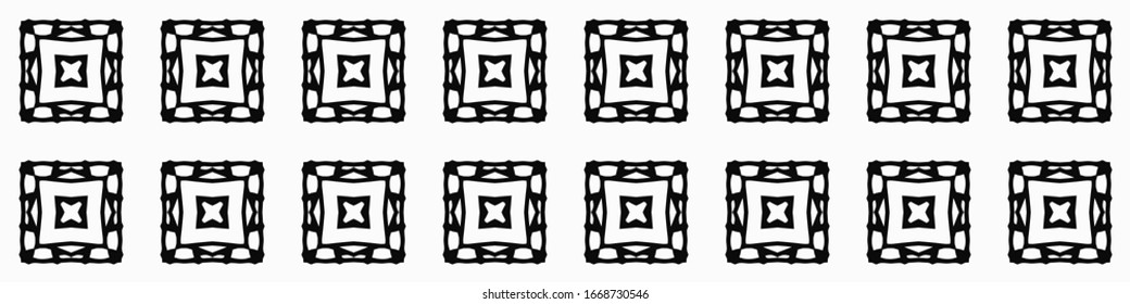 Seamless geometric pattern. Repeating edging of vector elements. Horizontal abstract texture template. Ethnic style. Mosaic decorative element