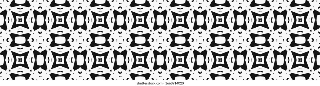 Seamless geometric pattern. Repeating edging of vector elements. Horizontal abstract texture template. Ethnic style. Mosaic decorative element
