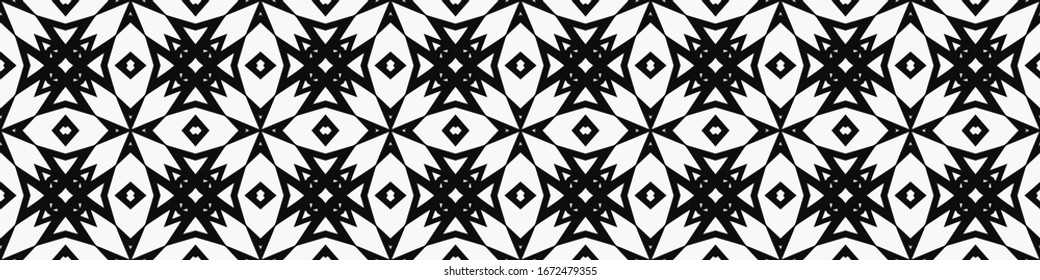 Seamless geometric pattern. Repeating edging of vector elements. Horizontal abstract texture template. Ethnic style. Mosaic decorative element