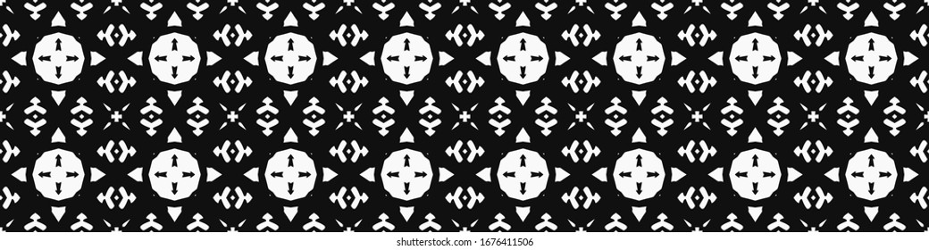 Seamless geometric pattern. Repeating edging of vector elements. Horizontal abstract texture template. Ethnic style. Mosaic decorative element