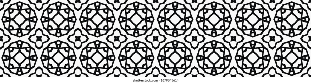 Seamless geometric pattern. Repeating edging of vector elements. Horizontal abstract texture template. Ethnic style. Mosaic decorative element