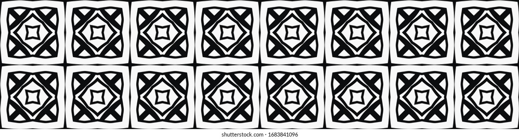 Seamless geometric pattern. Repeating edging of vector elements. Horizontal abstract texture template. Ethnic style. Mosaic decorative element