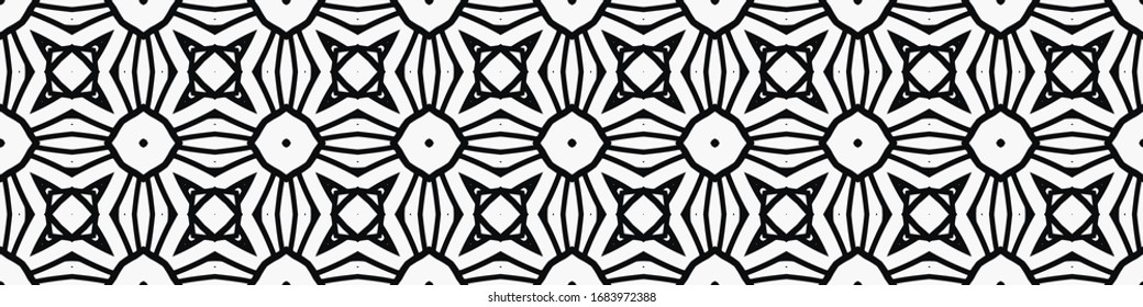 Seamless geometric pattern. Repeating edging of vector elements. Horizontal abstract texture template. Ethnic style. Mosaic decorative element