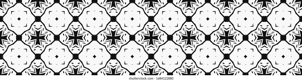 Seamless geometric pattern. Repeating edging of vector elements. Horizontal abstract texture template. Ethnic style. Mosaic decorative element