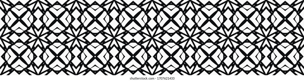 Seamless geometric pattern. Repeating edging of vector elements. Horizontal abstract texture template. Ethnic style. Mosaic decorative element