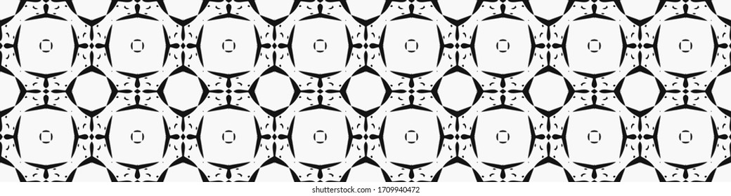 Seamless geometric pattern. Repeating edging of vector elements. Horizontal abstract texture template. Ethnic style. Mosaic decorative element