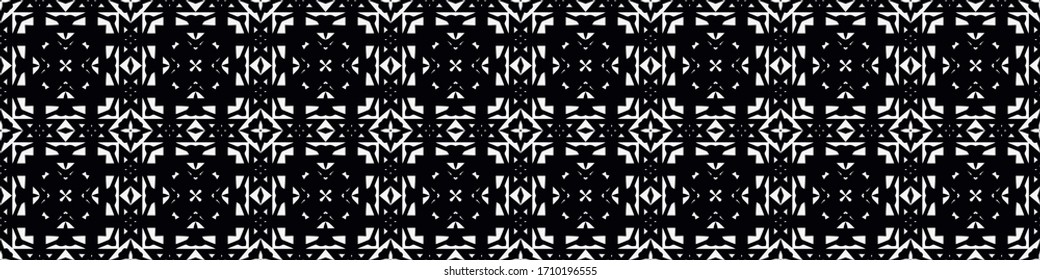 Seamless geometric pattern. Repeating edging of vector elements. Horizontal abstract texture template. Ethnic style. Mosaic decorative element