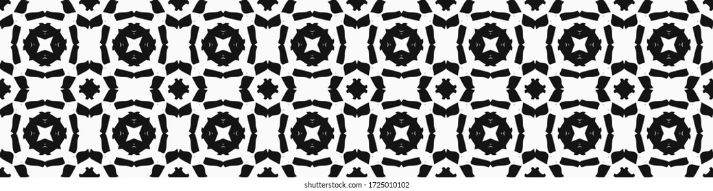 Seamless geometric pattern. Repeating edging of vector elements. Horizontal abstract texture template. Ethnic style. Mosaic decorative element