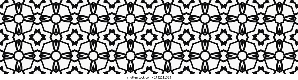 Seamless geometric pattern. Repeating edging of vector elements. Horizontal abstract texture template. Ethnic style. Mosaic decorative element