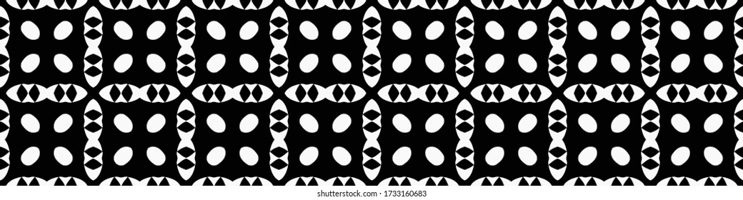 Seamless geometric pattern. Repeating edging of vector elements. Horizontal abstract texture template. Ethnic style. Mosaic decorative element