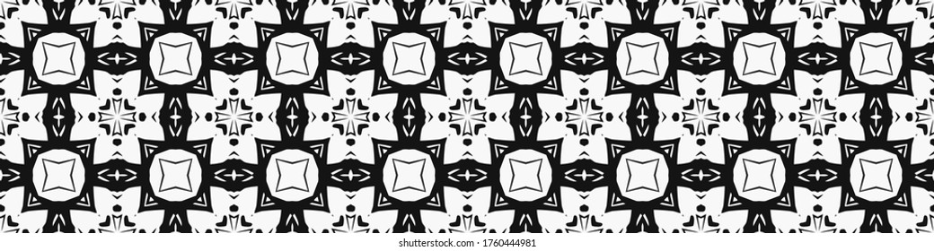 Seamless geometric pattern. Repeating edging of vector elements. Horizontal abstract texture template. Ethnic style. Mosaic decorative element