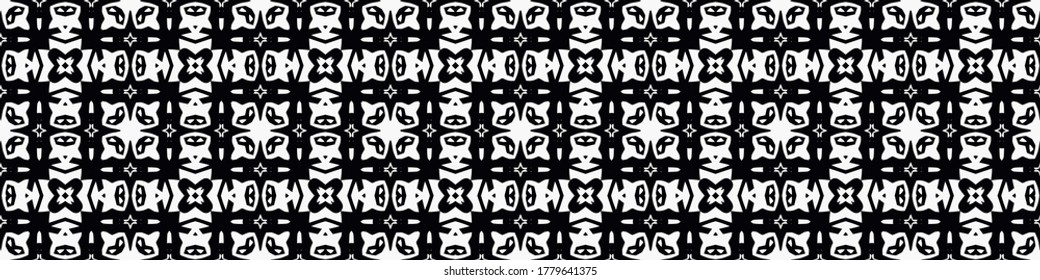 Seamless geometric pattern. Repeating edging of vector elements. Horizontal abstract texture template. Ethnic style. Mosaic decorative element