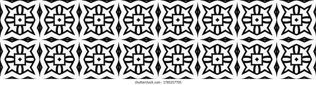 Seamless geometric pattern. Repeating edging of vector elements. Horizontal abstract texture template. Ethnic style. Mosaic decorative element