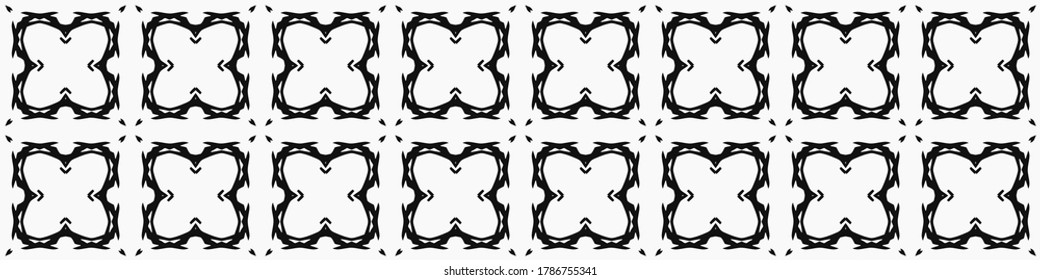 Seamless geometric pattern. Repeating edging of vector elements. Horizontal abstract texture template. Ethnic style. Mosaic decorative element