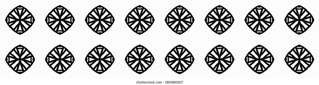 Seamless geometric pattern. Repeating edging of vector elements. Horizontal abstract texture template. Ethnic style. Mosaic decorative element