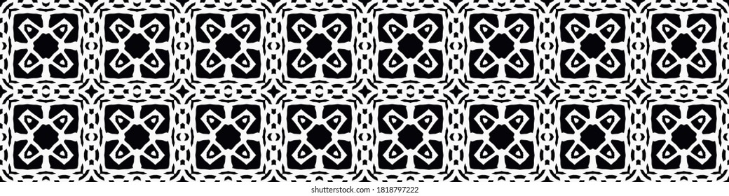 Seamless geometric pattern. Repeating edging of vector elements. Horizontal abstract texture template. Ethnic style. Mosaic decorative element