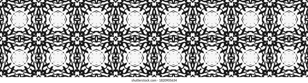 Seamless geometric pattern. Repeating edging of vector elements. Horizontal abstract texture template. Ethnic style. Mosaic decorative element