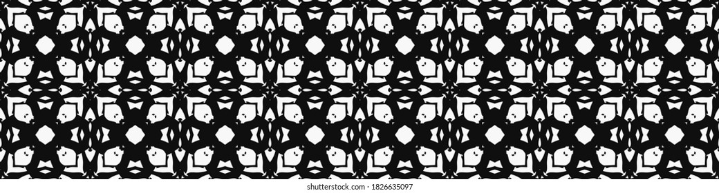 Seamless geometric pattern. Repeating edging of vector elements. Horizontal abstract texture template. Ethnic style. Mosaic decorative element