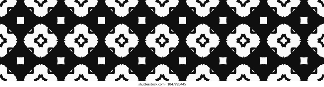 Seamless geometric pattern. Repeating edging of vector elements. Horizontal abstract texture template. Ethnic style. Mosaic decorative element