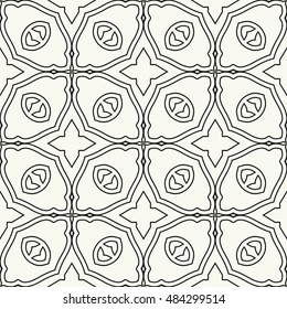 Seamless geometric pattern, repeating texture. Seamless line background. Contemporary graphic design, ethnic arabic, indian, turkish monochrome ornament.