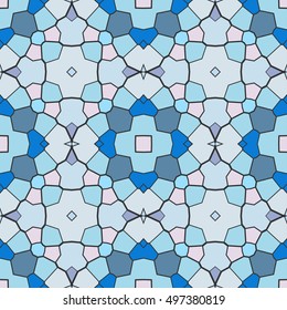 Seamless geometric pattern, repeating texture. Colorful seamless background in mosaic style. Contemporary graphic design, ethnic ornament. Vector illustration