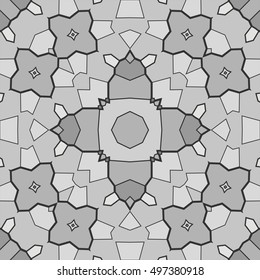 Seamless geometric pattern, repeating texture. Monochrome seamless background in mosaic style. Contemporary graphic design, ethnic ornament. Vector illustration