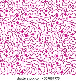 Seamless geometric pattern in retro 80s style, memphis