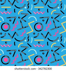Seamless geometric pattern in retro 80s style