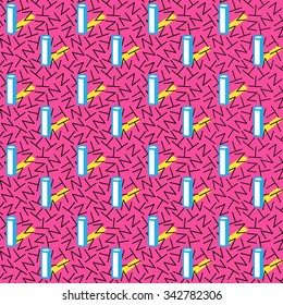 Seamless geometric pattern in retro 80s style
