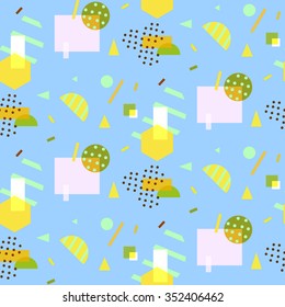 Seamless geometric pattern in retro 80s style, memphis, vector.