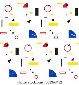 Seamless geometric pattern in retro 80s style, memphis